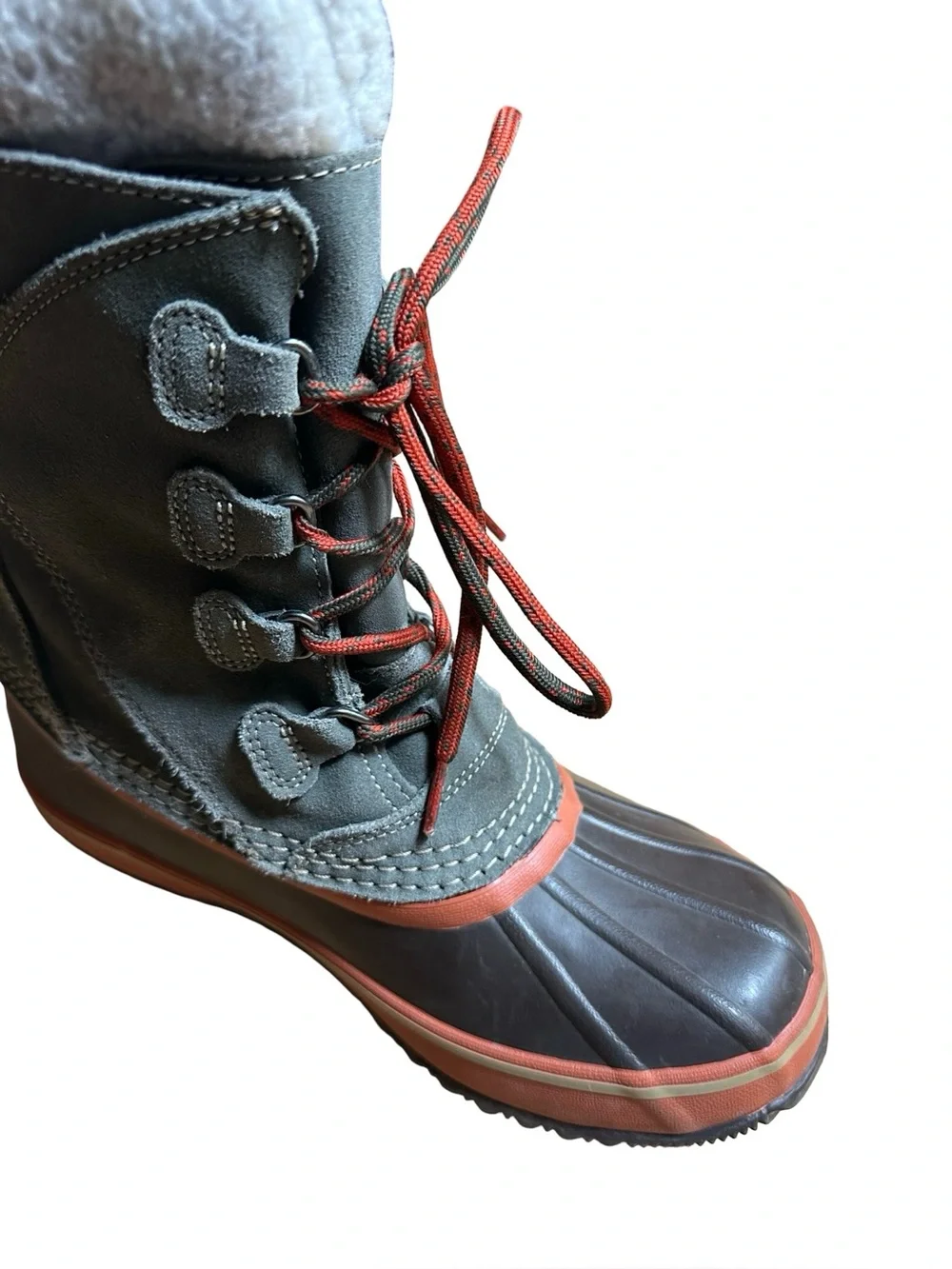 LL Bean Leather Fleece Lined Winter Duck Boots Sz 6